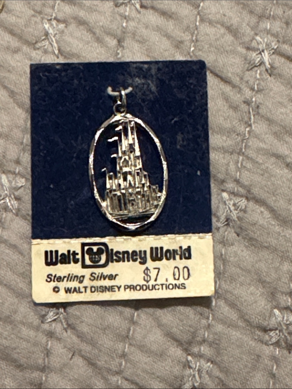 Disney Sterling Silver Castle Oval Pendant - Silver